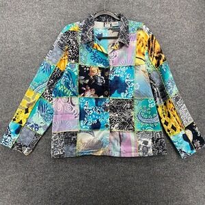 Take Two Clothing Jacket‎ Womens XL Patchwork Artsy Button Up Long Sleeve Gypsy